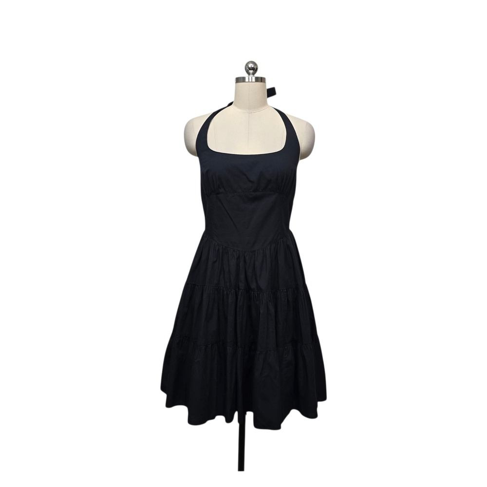 Celandine Womens Black Cotton Halter Tiered Smocked Back‎ Mini Dress Size Medium